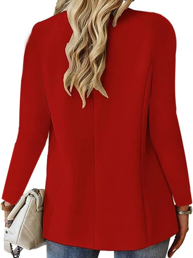 Blazer de bureau classique à manches longues pour femmes, Cardigan à la mode avec poches à boutons, manteau blanc Simple pour les déplacements
