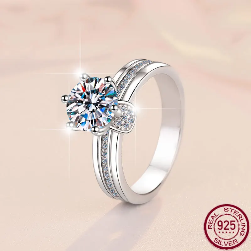 

New moissanite ring pure silver s925 female ring large carat classic wedding ring marriage jewelry