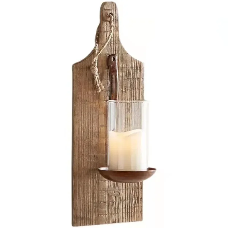 Creative rural solid wood simple personalized wall lamp, suitable for bedroom bedside bed