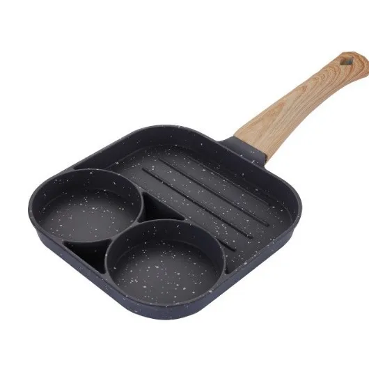 

Marble stone four-hole non-stick frying pan, breakfast frying pan, fried eggs, bacon, steak, pancakes, porous baking pan
