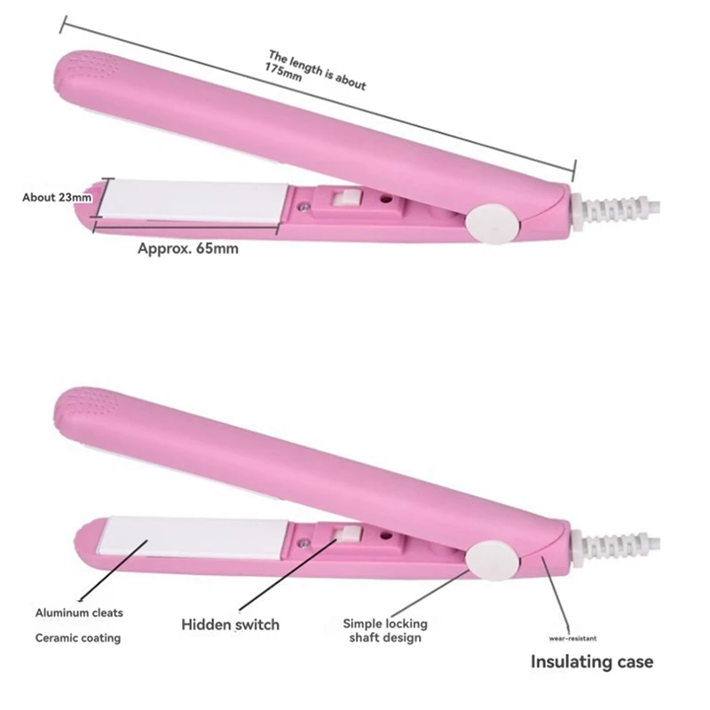 2-In-1 Hair Straightener & Curler Mini Hair Curler Design For Short Hair Mini Dual Purpose Curling Iron US Plug
