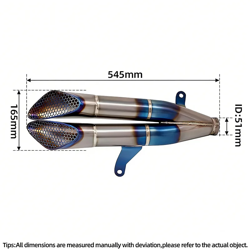 For XMAX300 motorcycle modified exhaust pipe front section, integrated front section, titanium alloy exhaust