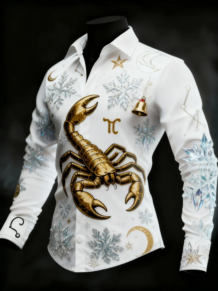 

New 12 Zodiac Signs Christmas Long-Sleeve Shirt, Creative Collared Top, Versatile, Casual, and Comfortable. Fast Shipping.