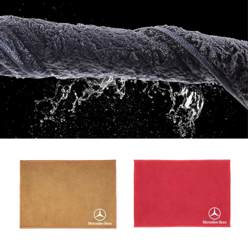 Suede Car Logo Towel Microfiber Cleaning Drying Rag Cloth For Mercedes Benz AMG W203 W206 W220 W205 W211 W212 W201 W210 W108 GLC