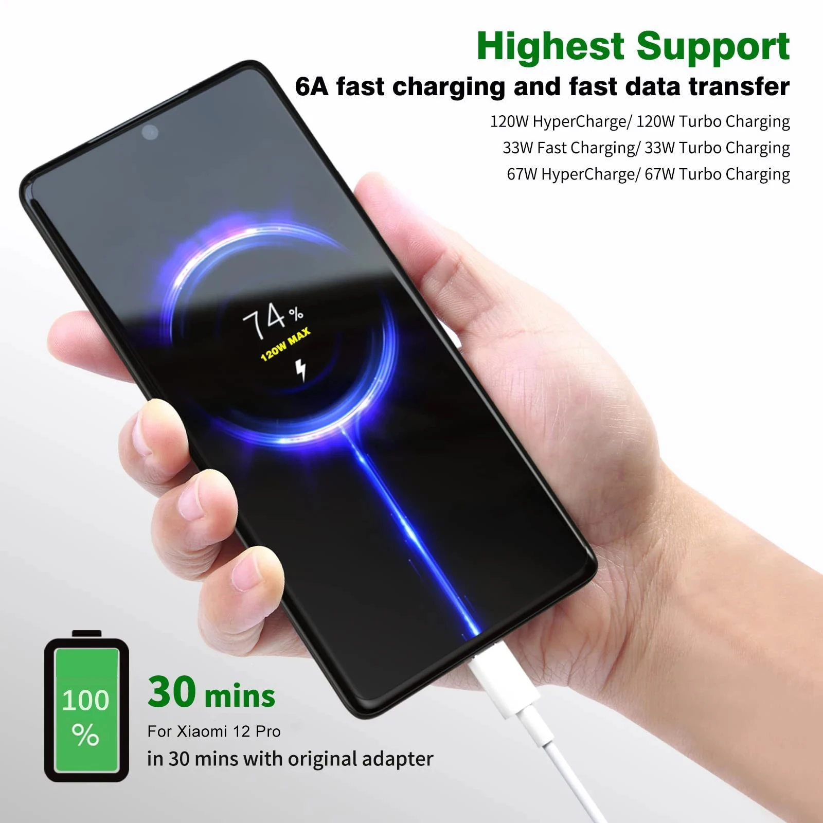Original 120W USB Typ C Kabel 6A Turbo Schnelle Ladekabel Für Xiaomi Mi 14 Ultra 13 12T Poco X6 Pro Redmi Hinweis 13 12 11 Pro K70 – Detail 3