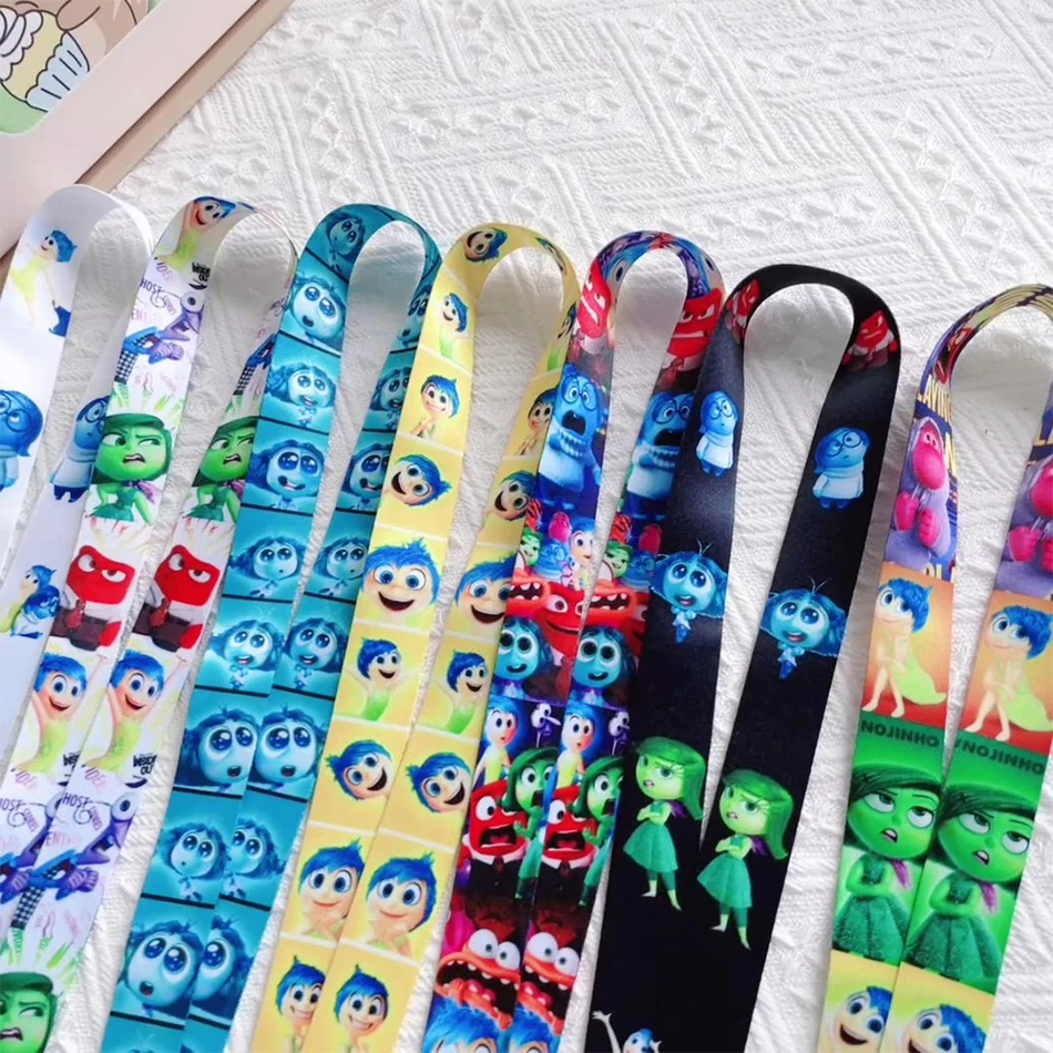 inside out 2 Lanyards Keychain Cartoon Movie Lanyards for Key Neck Strap For Card Keyring Accessories Gifts Credential Holder