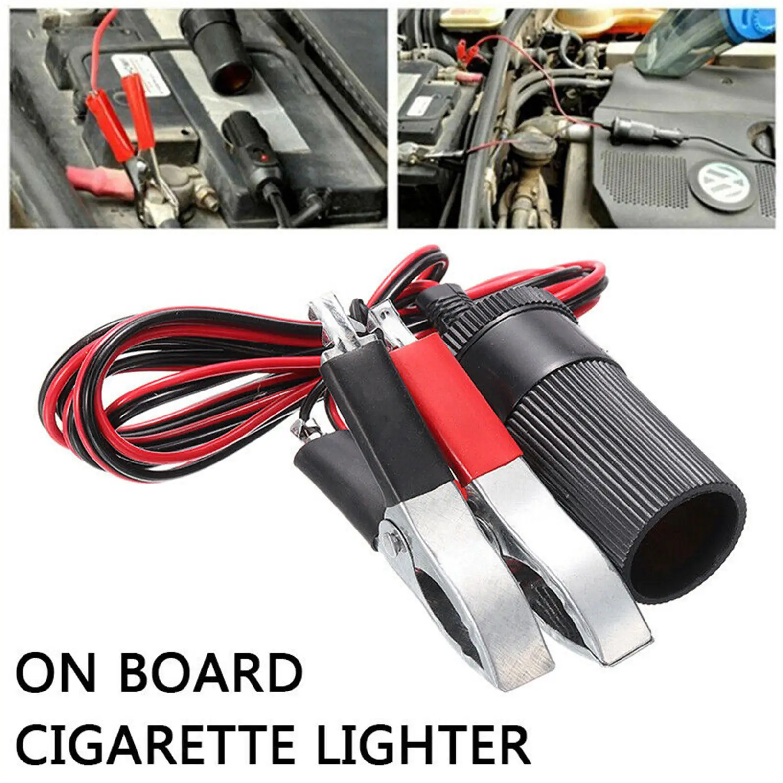 Universal 12V Car Auxiliary Cigarette Lighter Socket Extension Cord Clips Power 1.5m Battery Connector Crocodile Adapter V1X5