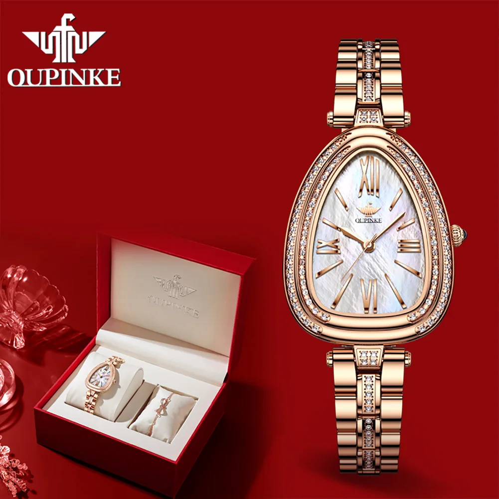 OUPINKE 3192 Roman Scale Luxury Woman Quartz Dress Wristwatch Top Brand Waterproof Watch For Women Original Classic Watches