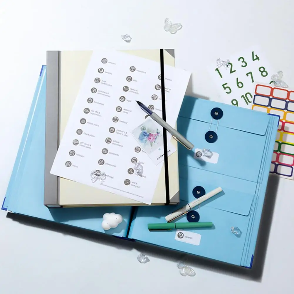 Document Bag File Organizer With Labels Elastic Closure A4 Legal Documents Photos Letters Storage Folder Thickened File Box Case