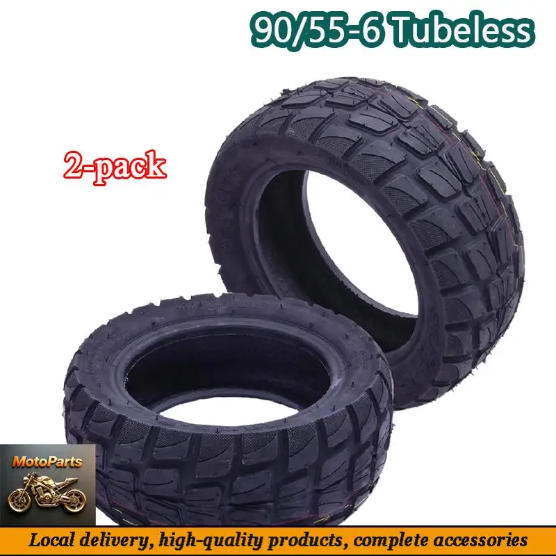 

2-pack 90/55-6 Tubeless Tire 10 Inch Puncture Proof Vacuum Tire Anti-Slip Wear Resistant Replacement for Kugoo G2 Max Ninebot GT1 GT2 Electric Scooter