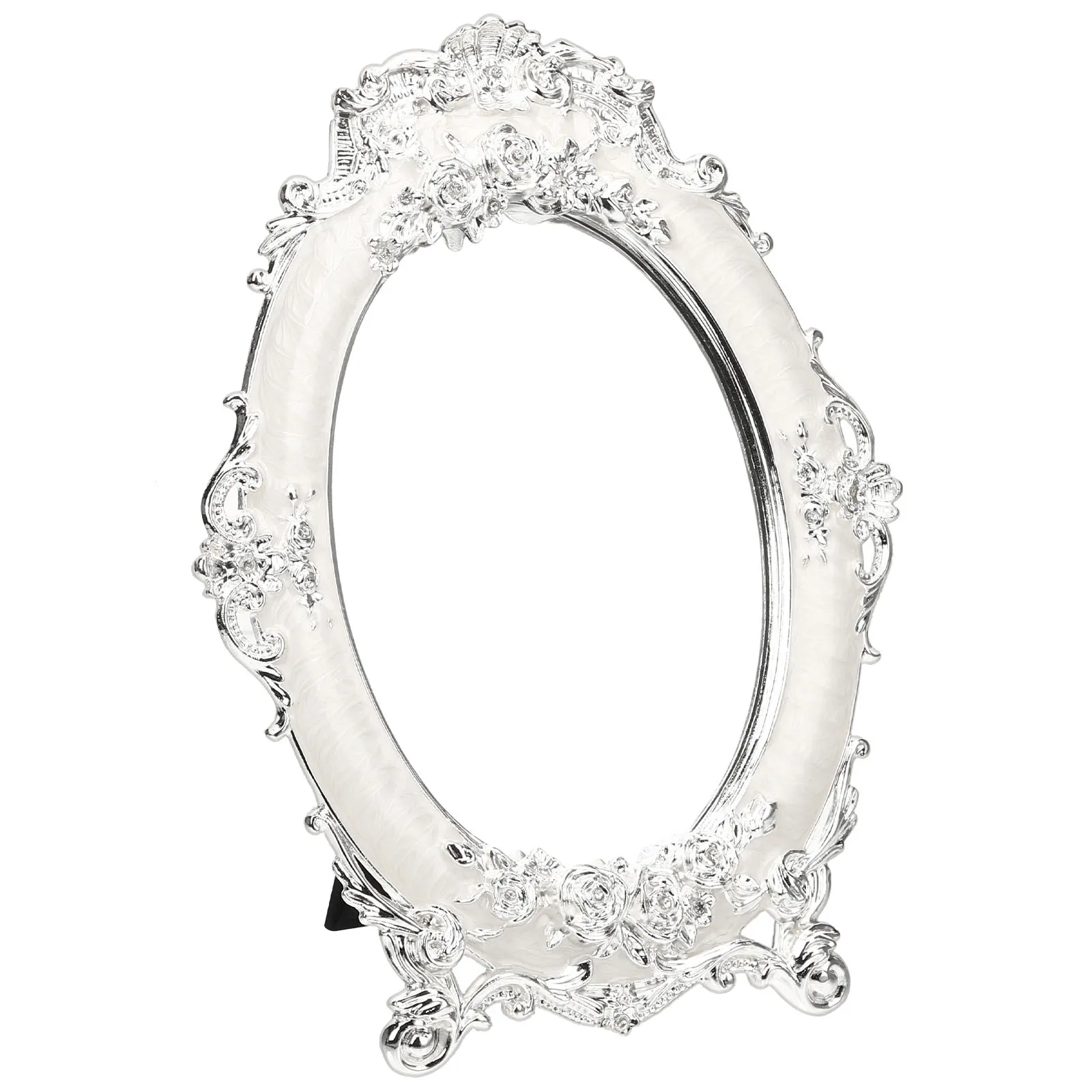 

European Retro Style Metal Desktop Makeup Mirror High Definition Clear Surface Stable Base for Vanity Dressing Table Bathroom