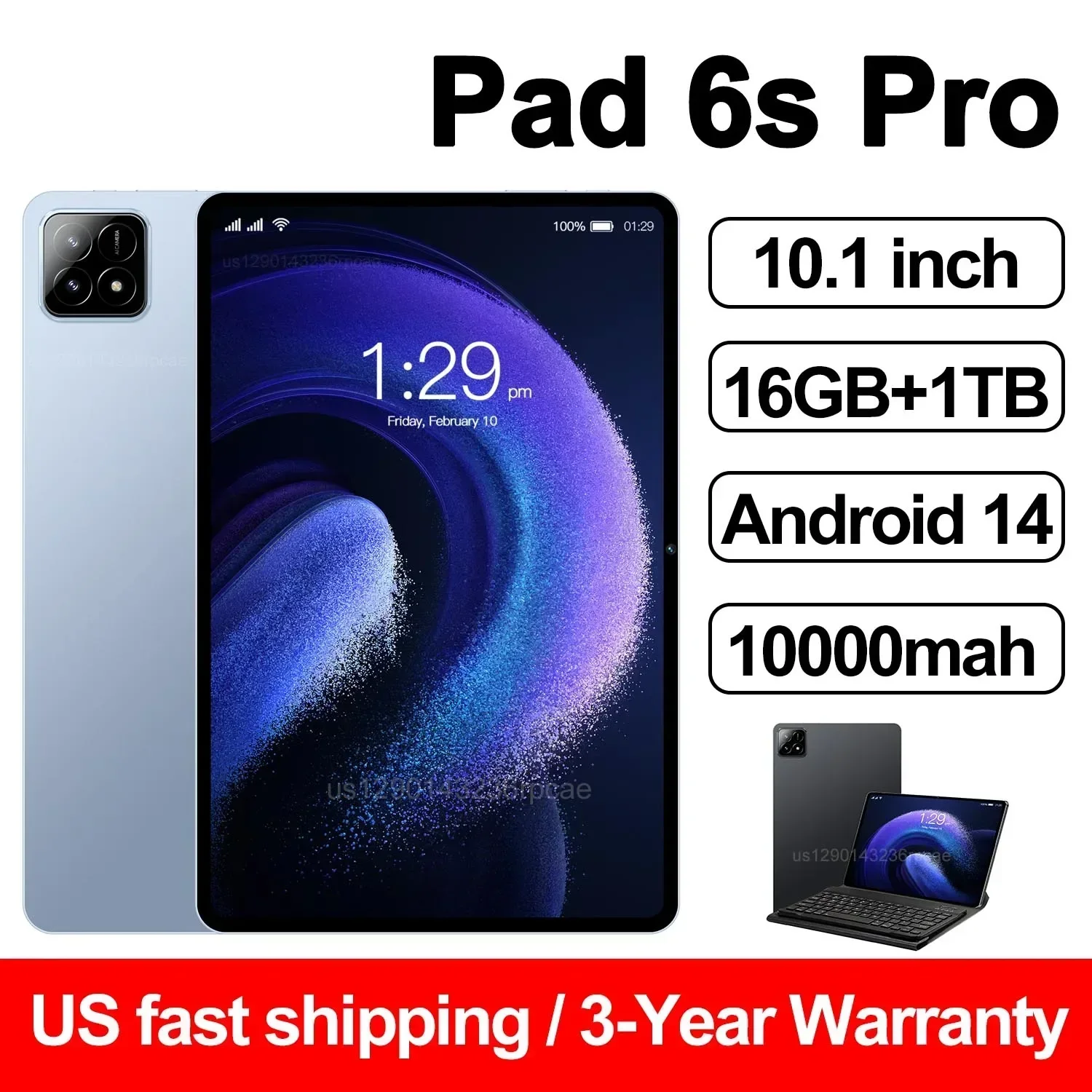 

Original Pad 6S Pro Tablet 10.1 inch 16GB+1TB Android 14 xioami Snapdragon 8gen2 Global 10000mah 5G Dual SIM WIFI HD Full Screen