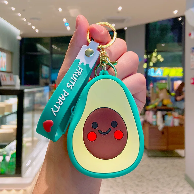 Cartoon Kawaii Fruit Series Silicone Coin Purse Creative Cute Portable Storage Bag Coin Purse Car Keychain Pendant Kids Gifts