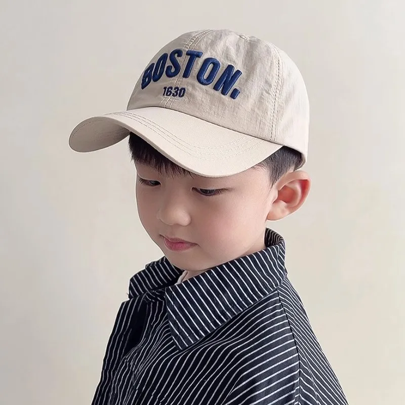 Summer Kids Quick-drying Hat Boys Girl Cute Letter Embroidered Baseball Cap Baby Soft Brim Sun Hat Children Peaked Cap