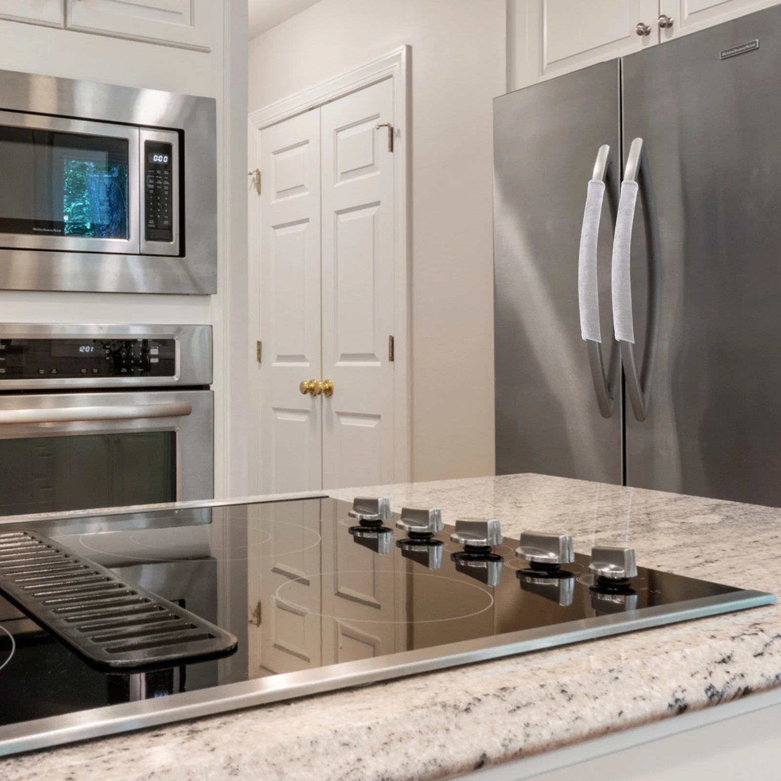 

1Pair Non-Slip Handle Protector Cover for Refrigerator Oven Microwave Kitchen Appliance Wrap Fingerprint Stain Waterproof Handle