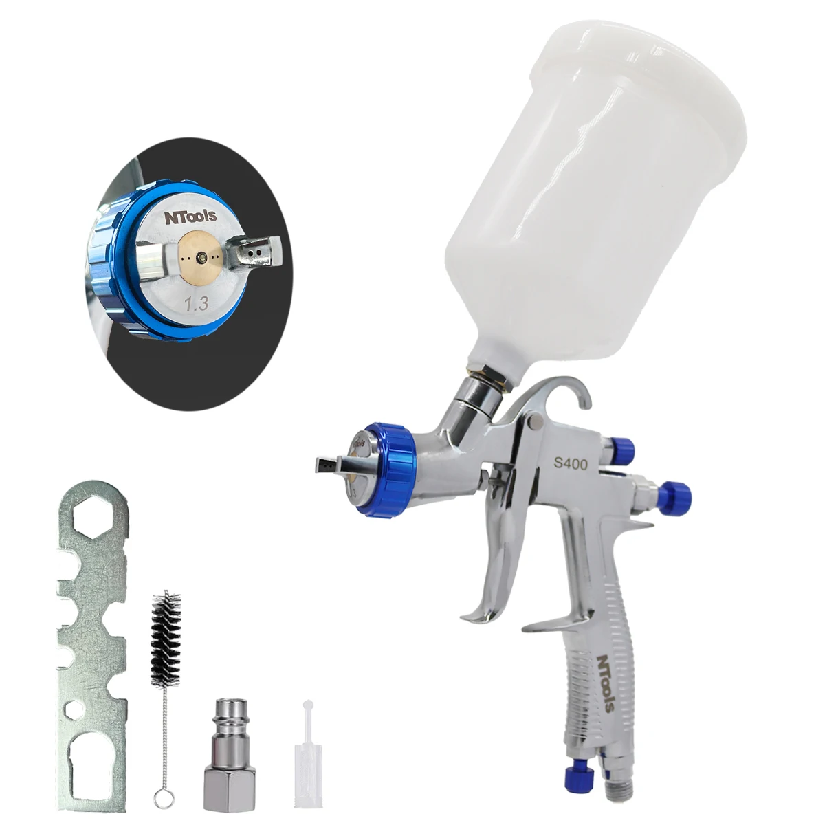 LVLP Air Spray Gun Paint Gun for Cars & House DIY Painting, 1.3/1.5/1.7mm Nozzles, with Paint Sprayer Airbrush