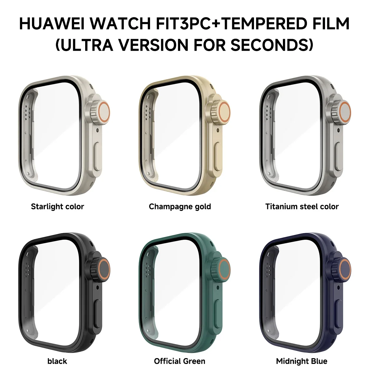 Screen Protector + Tempered Glass Case for Huawei Watch Fit 3 Case Frame As ultra2 Smart Watch Strap Case for Huawei Watch Fit 3