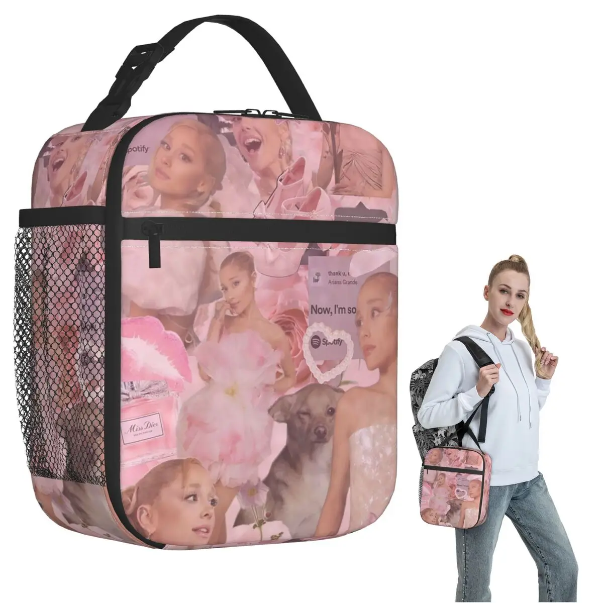 

Ariana Grande Singer Insulated Lunch Bag for Women Kids Portable Food Boxes Thermal Lunch Box Tote