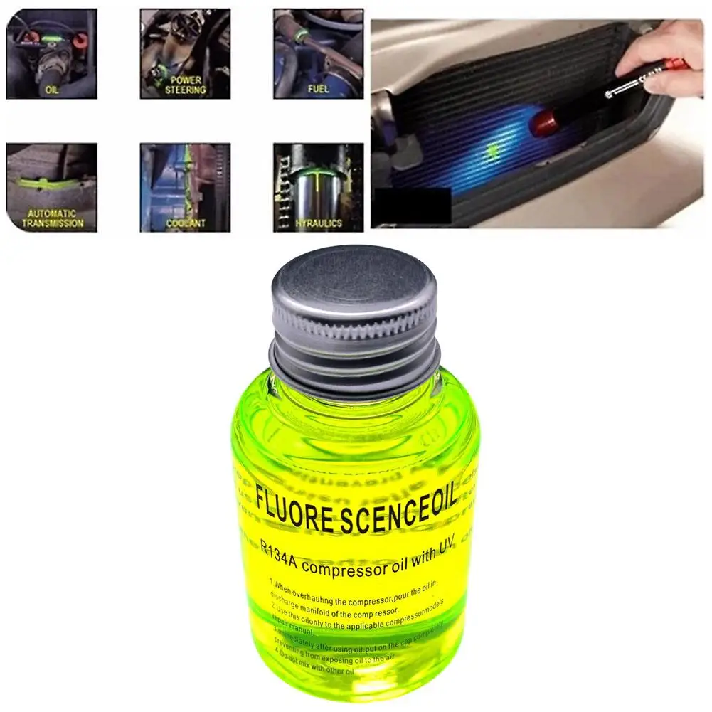 UV Dye Universal Fluorescent Oil Leak Test Refrigerant Leak Air Conditioning Oil Repair Repair Tool Agent Automotive M1Y1