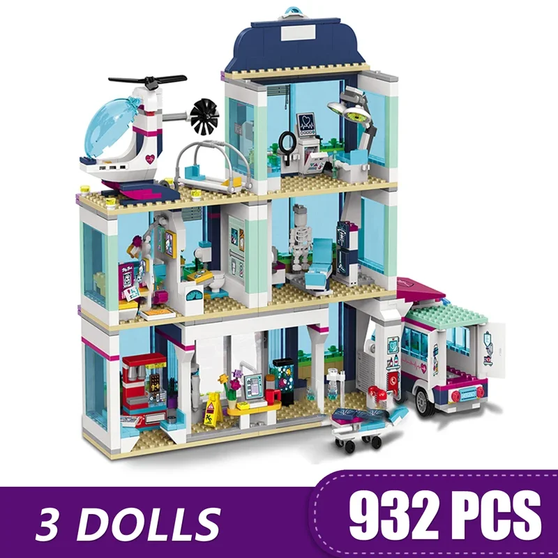 932 pezzi piccoli blocchi compatibili amici Heartlake City Hospital Model Kit giocattoli regalo per ragazze ragazzi bambini set fai da te