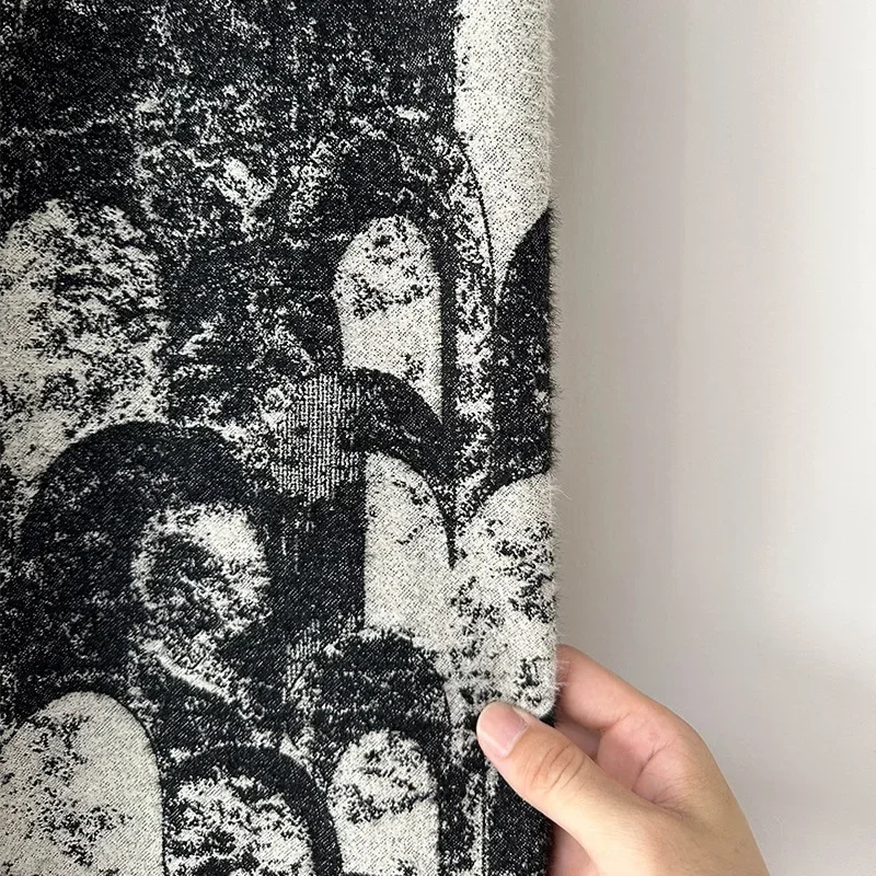 

New Plush Black and White Antique Jacquard Thickened Blackout Curtains for Living Room Bedroom French Window Balcony Window