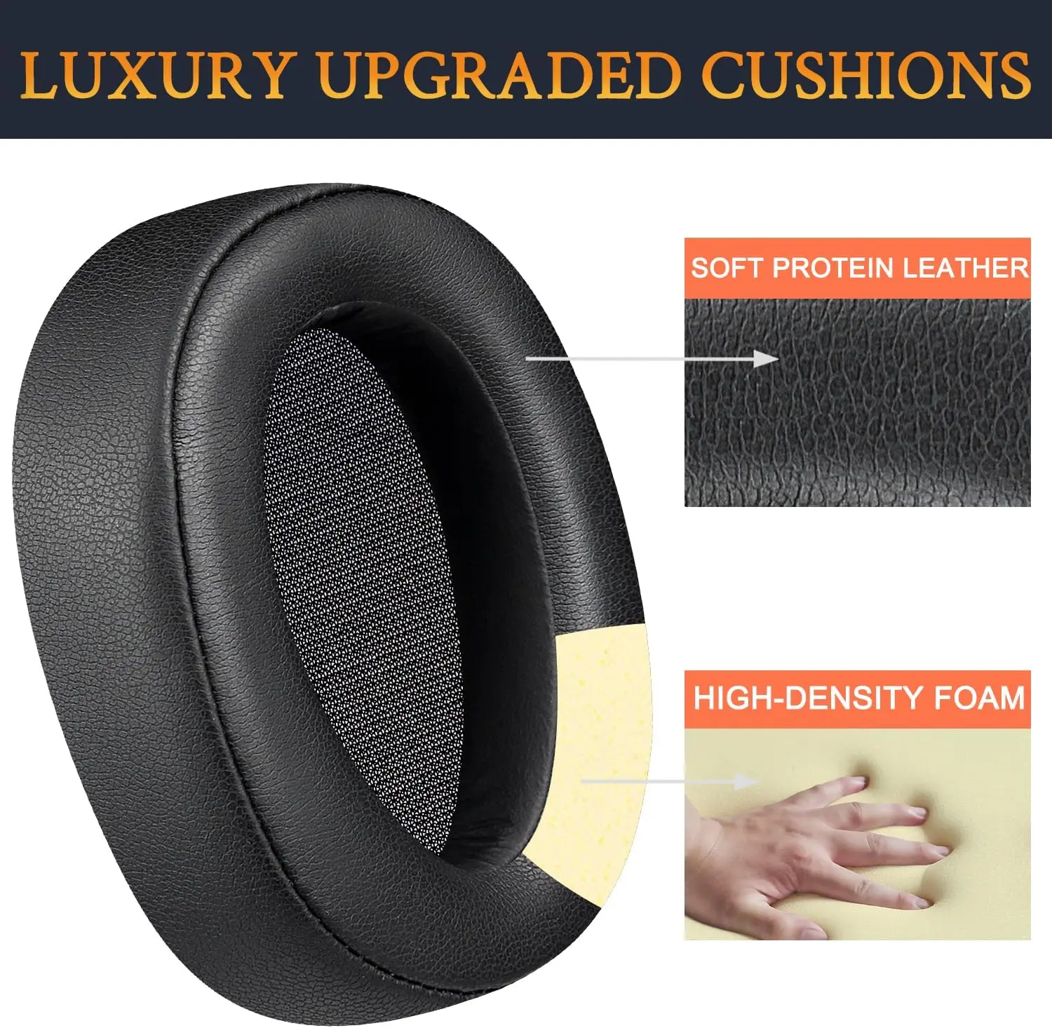 100ABN Earpads & Headband Cushion for Sony WH-H900N (h.Ear on 2 ) & MDR-100ABN Replacement Earpad Ear Pads Cushions Cover Foam