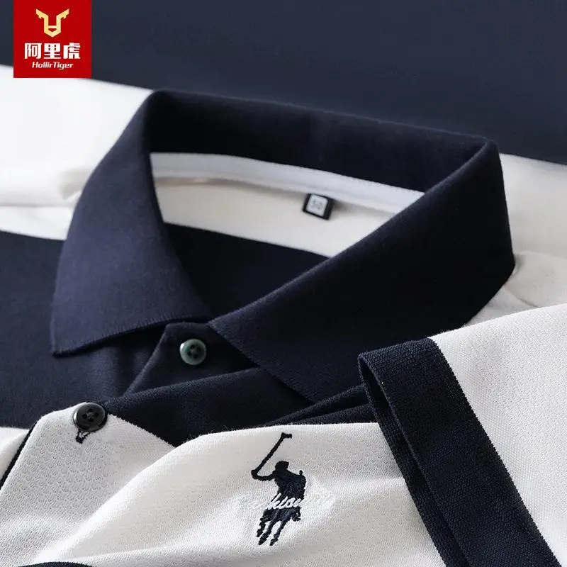 

Loose Casual Stripe Base Shirt Short Sleeve Shirt Summer 2025 Dad Top Fashion Urban Cotton T-Shirt for Men