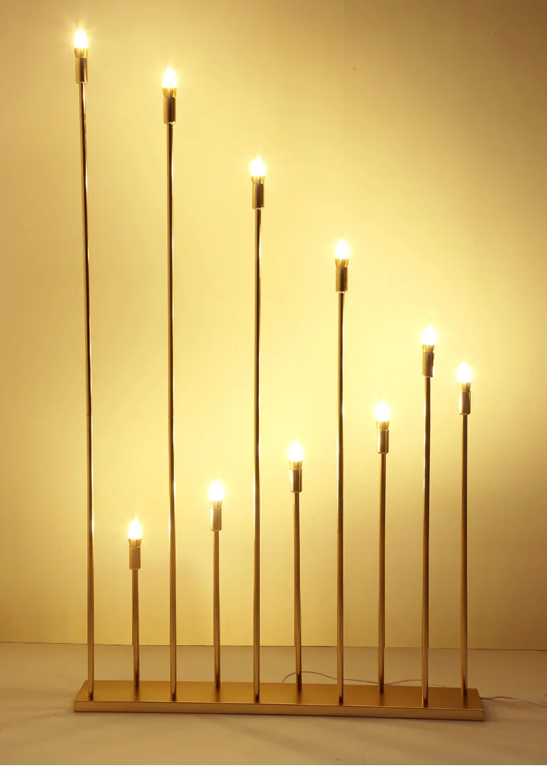 

10-head Golden Reed Lights Wedding Props Christmas Party Home Decoration Tall Electronic Candlestick