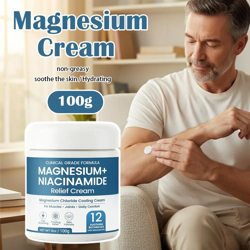 Magnesium Cream, Relief Cream Deeply Penetrates and Moisturizes the Face, Vitamins Replenish Moisture, Long-Lasting Hydration