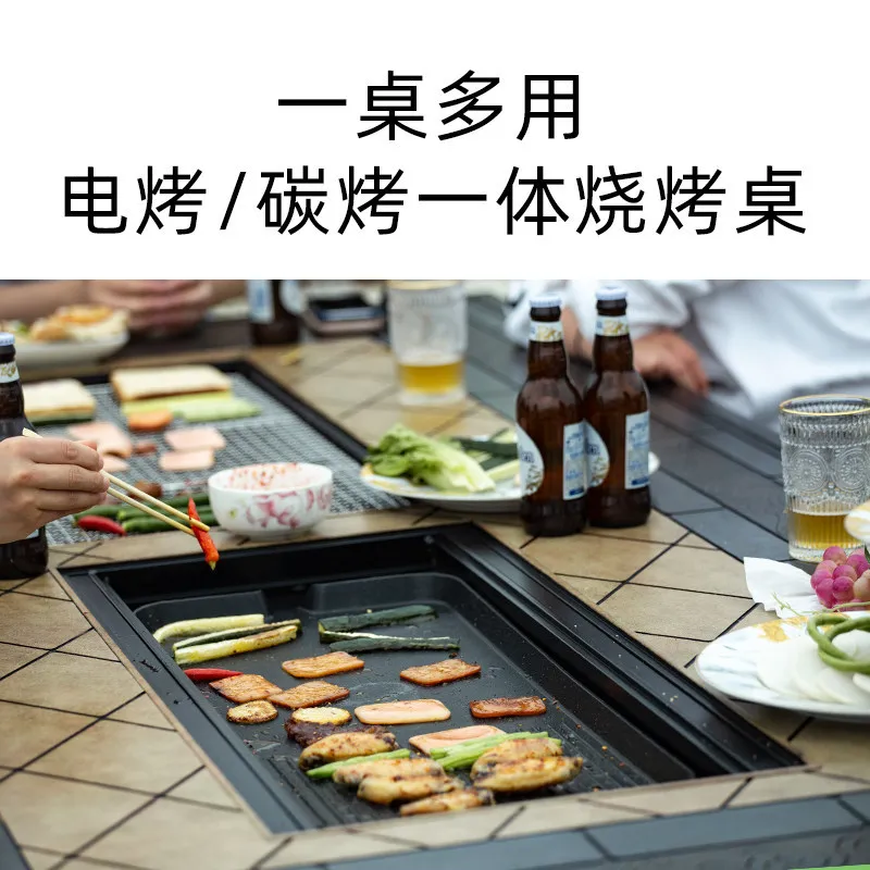 Barbecue table and chairs, villa outdoor courtyard, balcony leisure table and chair combination