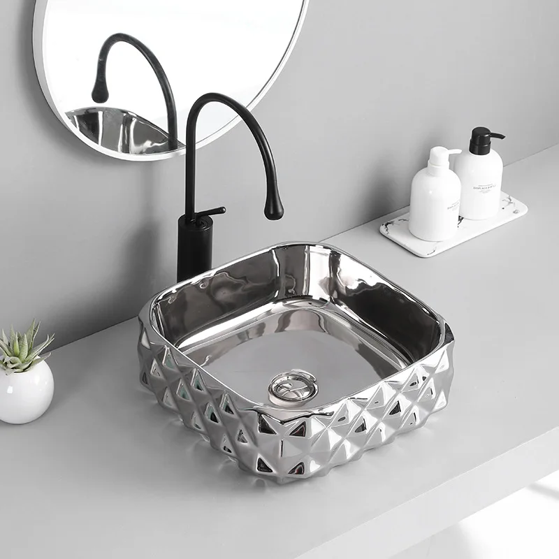 Ceramic countertop basin, washbasin, washbasin, basin square, household European style hotel, KTV club washbasin