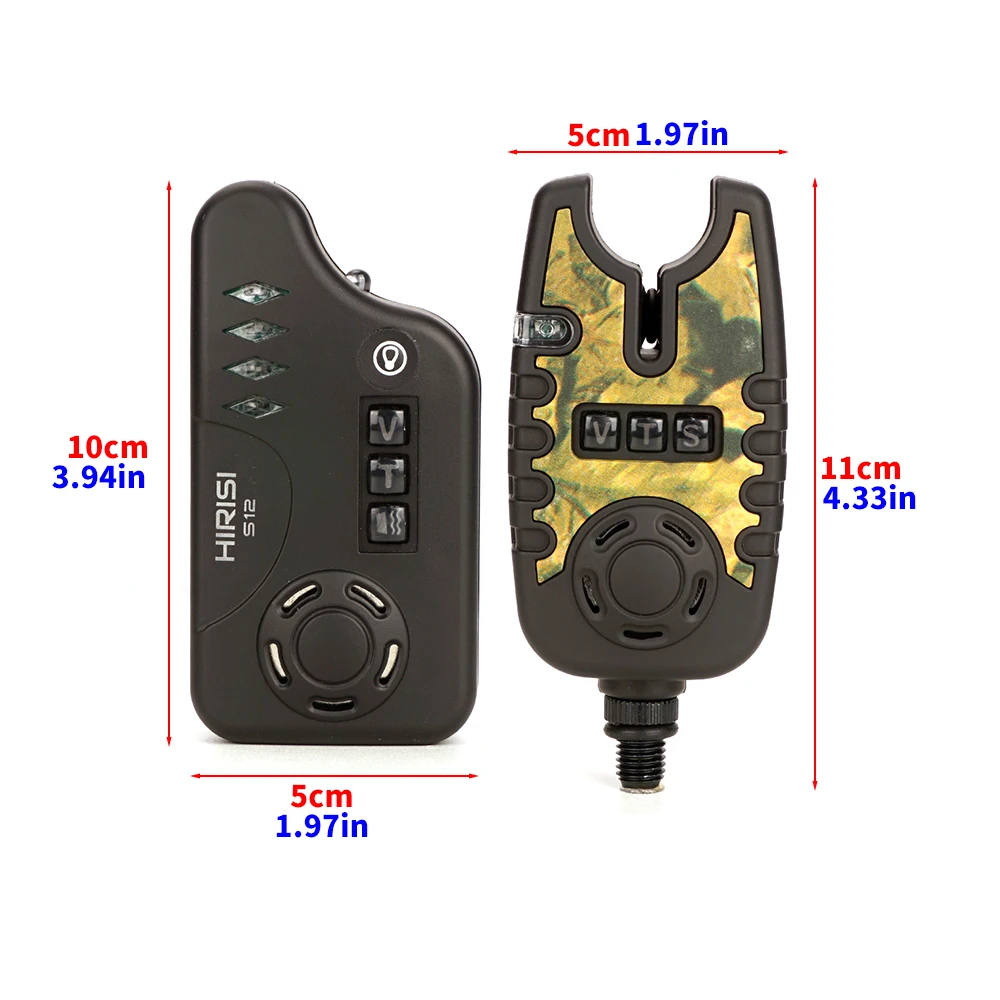 Hirisi S12 Karpfenangel-Bissalarm-Set Wasserdicht Einstellbare Lautstärke/Ton/Empfindlichkeit LED-Anzeige Nachtangel-Alarme – Detail 2