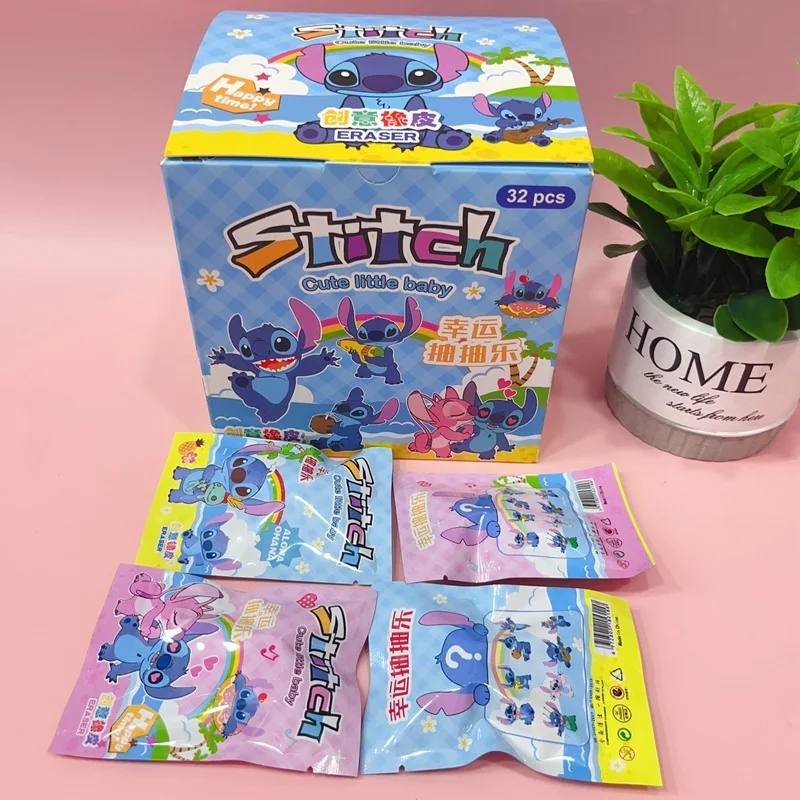 Stitch Eraser 32pcs Disney Kawaii Student Stationery Cartoon 3d Blind Bag Pencil Eraser Cleaning Tools Cute School Gifts Office image 3