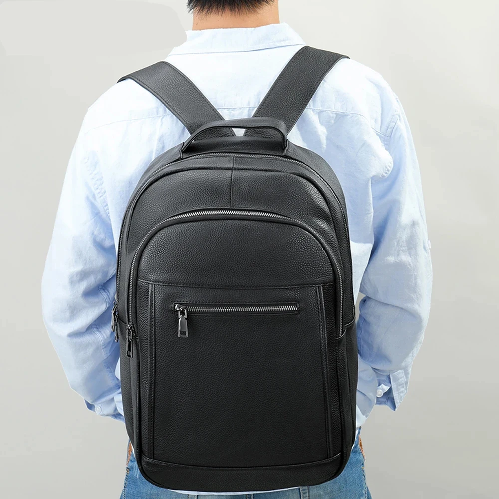 

Genuine Leather Large Backpack Business Men Laptop Bag For UK Orders