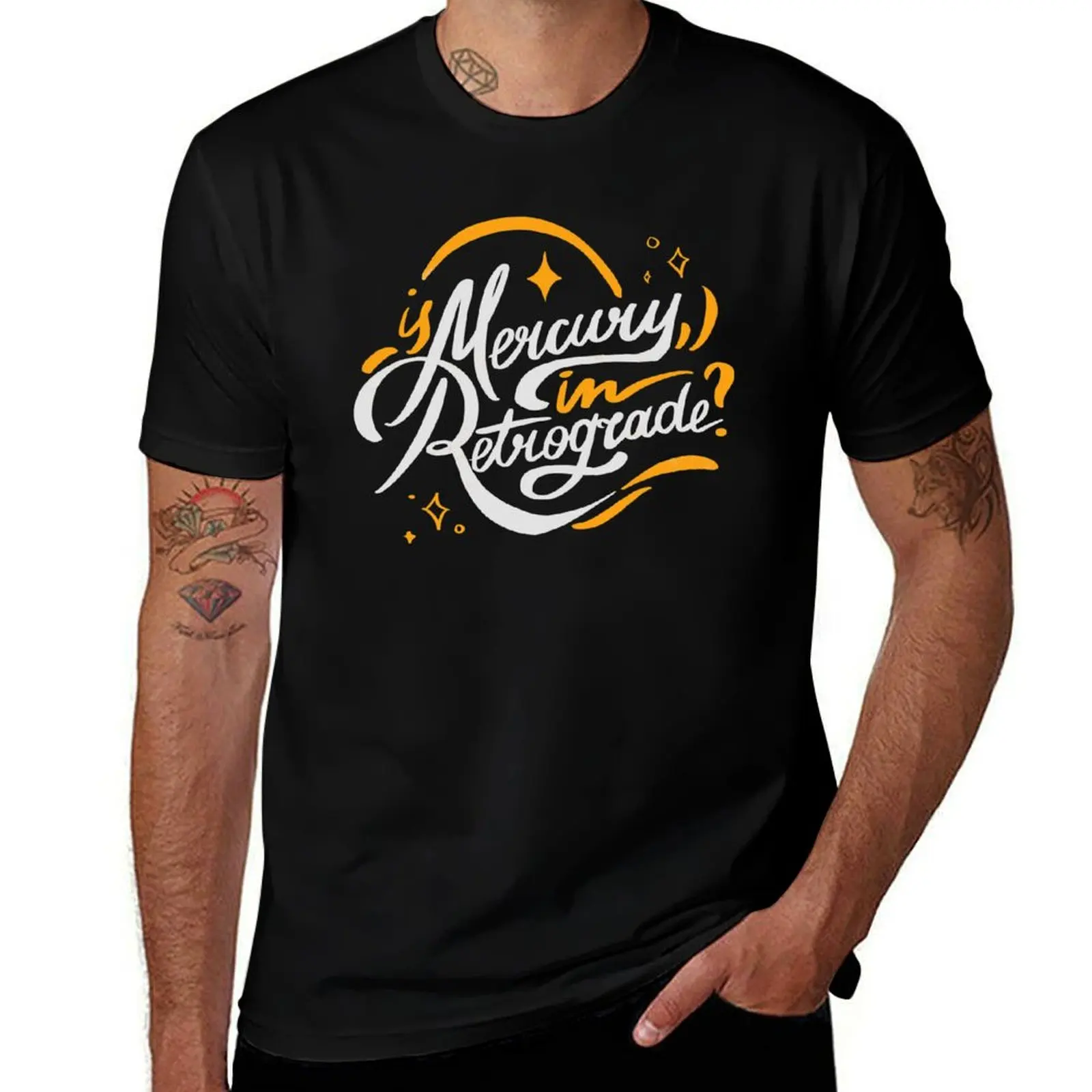 

Retrograde Is graphic t for shirt Calligraphy for Mercury tees Handwritten percent T-Shirt 100 shirts man t man Quote in cotton