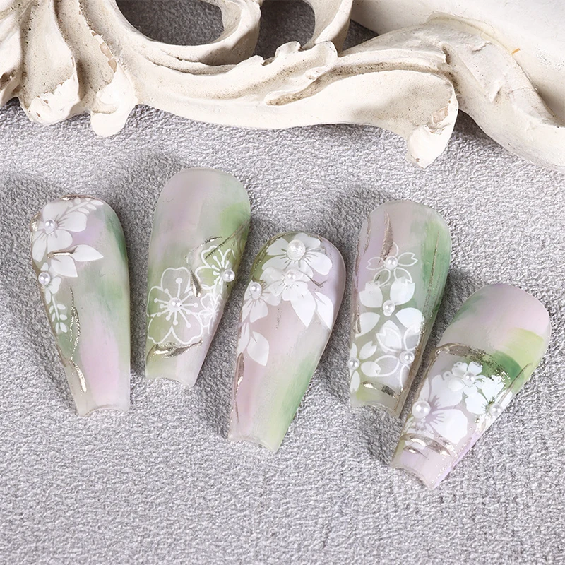 Pcs Silicone Nail Art Mold Flower French Style Five-petaled Flowers 3D Relief Nail Template Nail Art Decorations Manicure Tool view 4