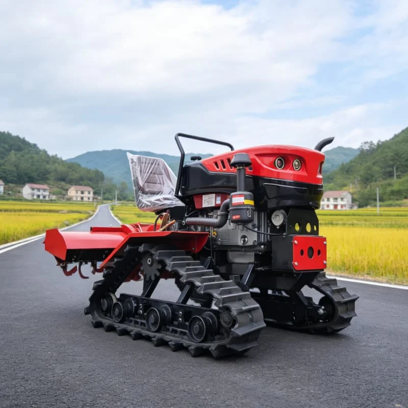 

Customized High-efficiency Rotary Tiller Tractor Specially for Small Farms, Hot-selling Ride-on Crawler Rotary Cultivator