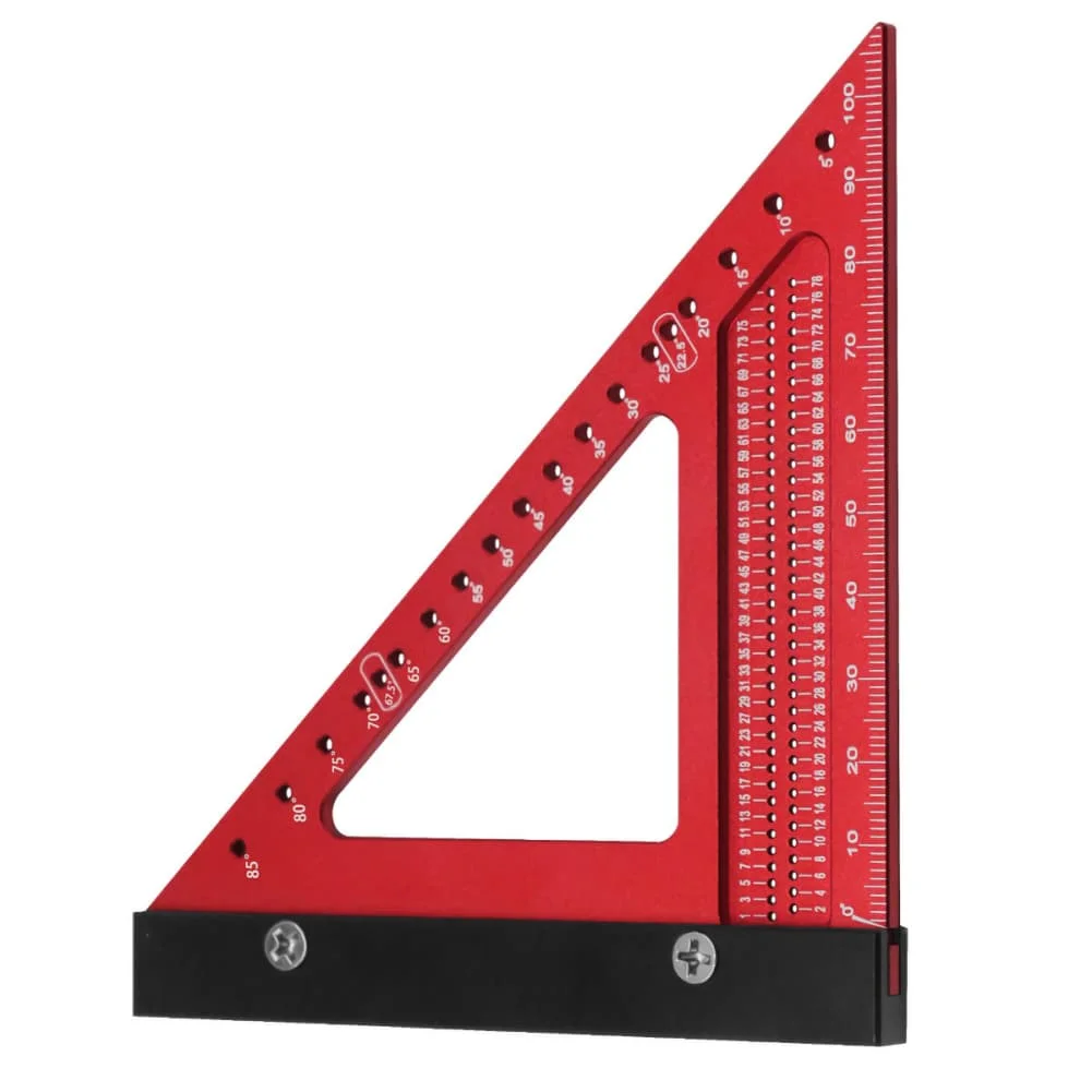 Aluminum Alloy Woodworking Triangle Ruler With Holes Measuring Gauging Tools Marker Angle Ruler For Carpentry Woodworking
