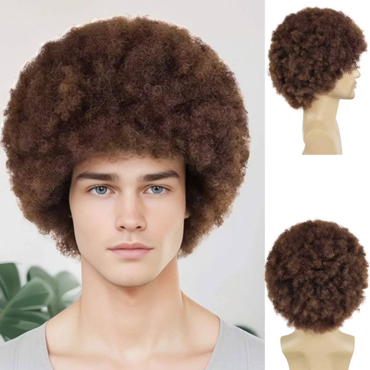 Short Afro Wigs for Men Synthetic Hair Curly Wig Big Curls Halloween Costume Wigs Cosplay Ros S The Bob Wig Bombshell Hairstyles