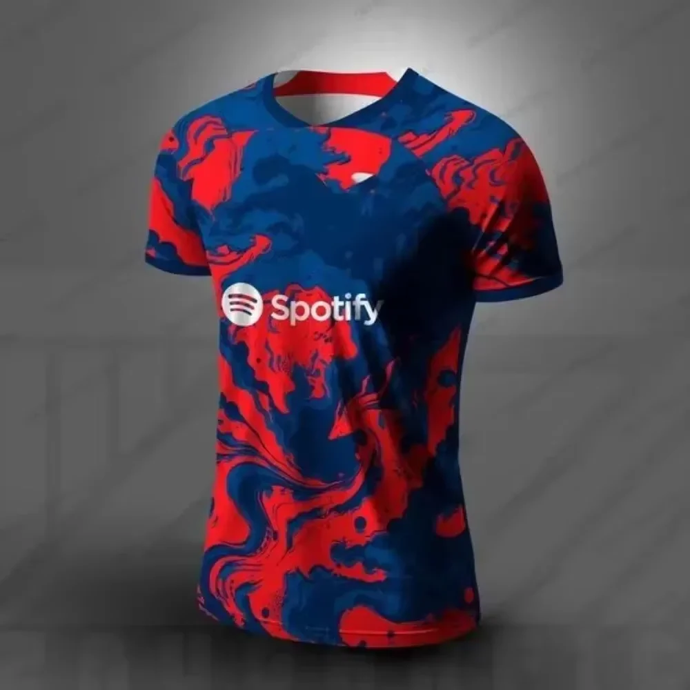 الصيف برشلونة طبعة خاصة تي شيرت كرة القدم جيرسي الرجال مريحة للتنفس التجفيف السريع دراجة نارية التدريب تي شيرت #1