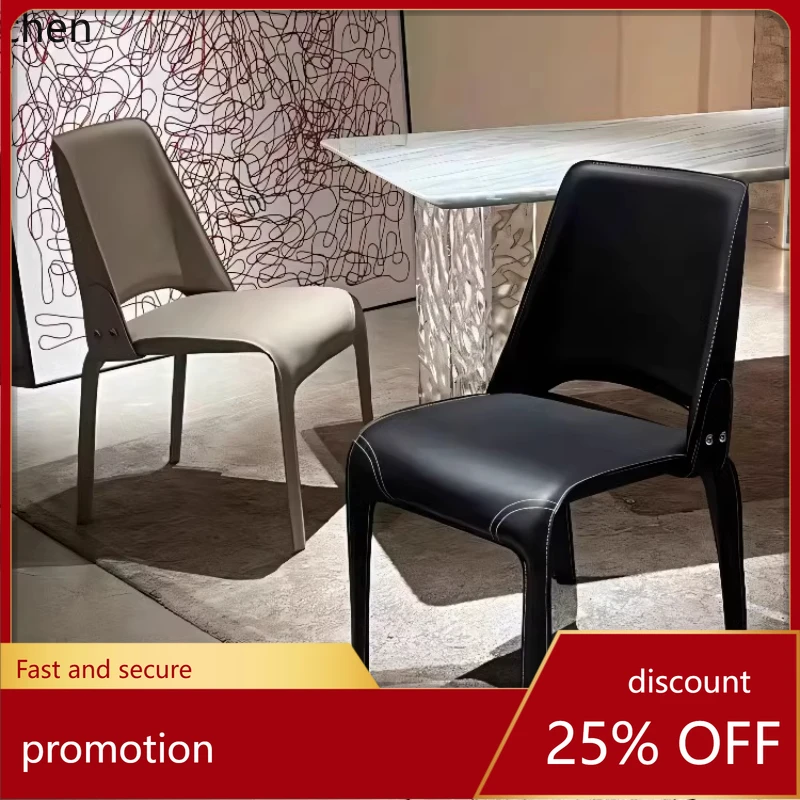 

HXL minimalist saddle leather light luxury home restaurant backrest dining table and chairs