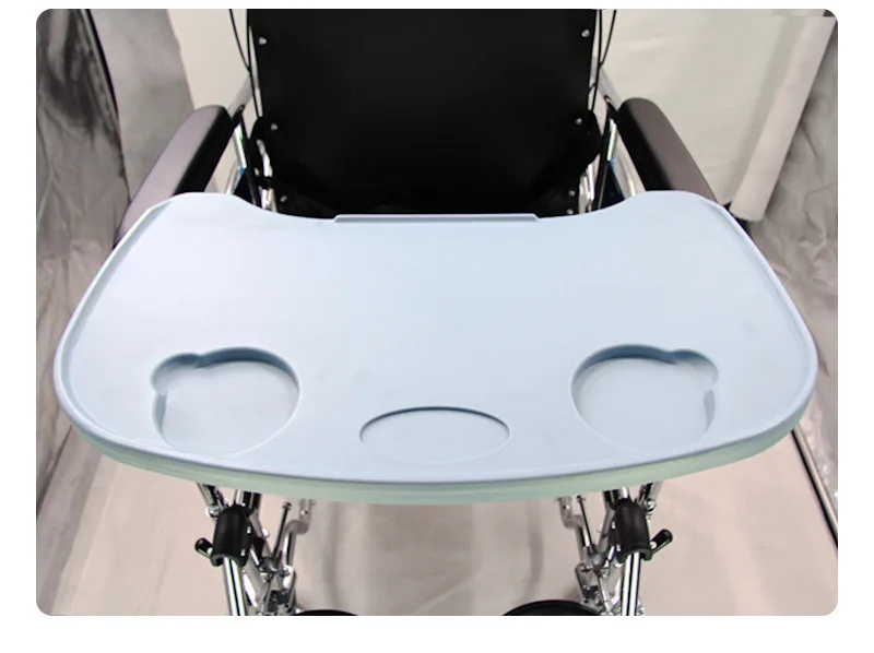 كرسي متحرك خفيف الوزن قابل للتعديل عالي الظهر مع لوح طاولة طعام لكبار السن والمعاقين #2