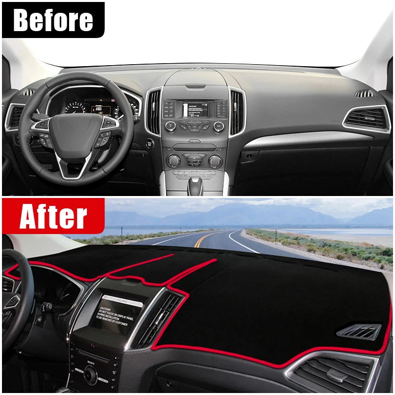 For Ford Edge 2015 2016 2017 2018 2019 2020 2021 2022 Car Dashboard Pads Sun Shade Mats Avoid Light Cover Anti-UV Accessories