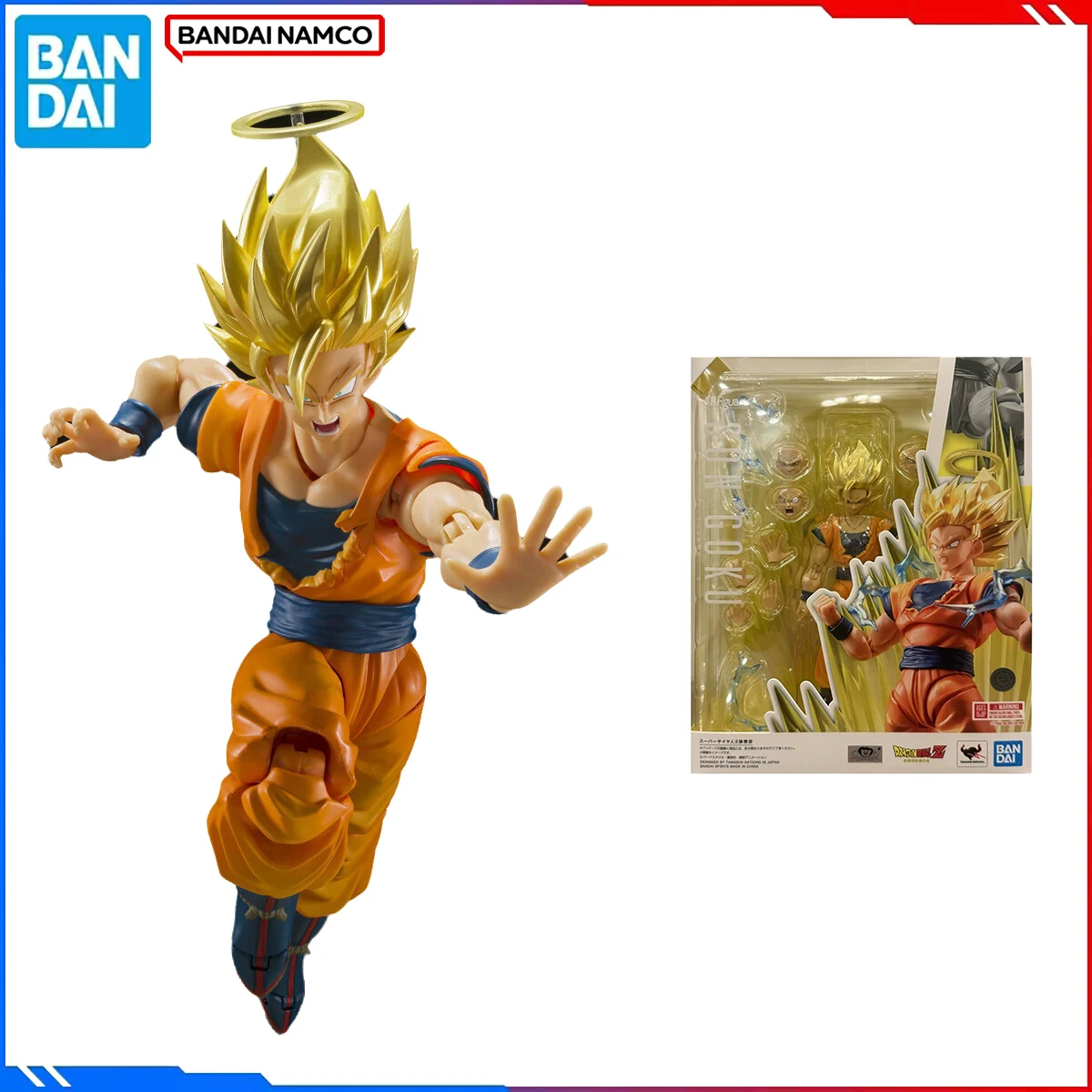本物のバンダイオリジナルドラゴンボールフィギュアモデルキット S.H.Figuarts アニメフィギュア超サイヤ人 2 孫悟空アクションモデルおもちゃギフト