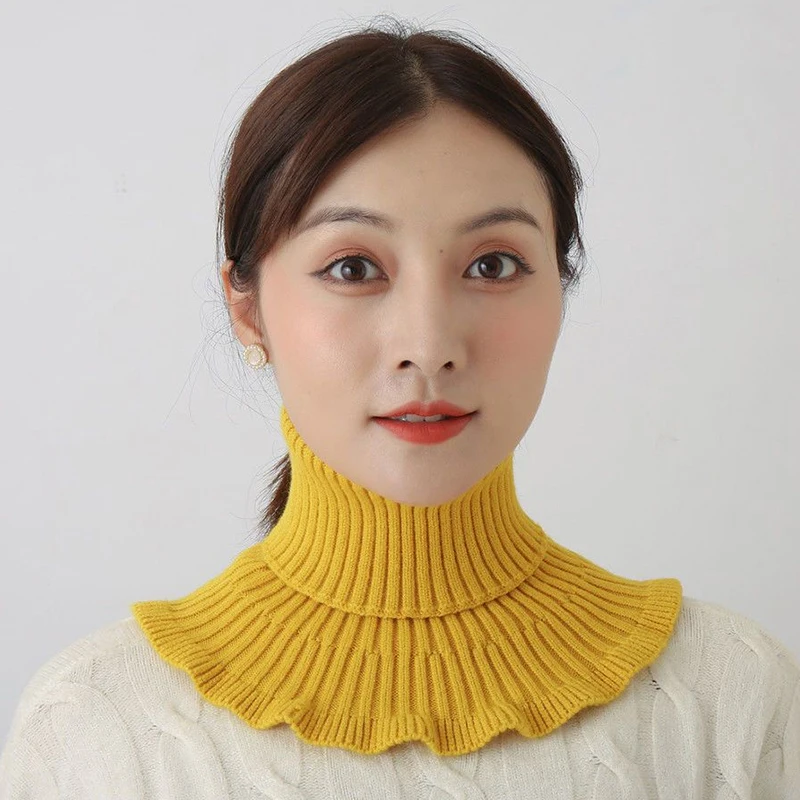 Women Warm Knitted Fake Collar Thicken Turtleneck False Scarves Detachable Neck Scarf