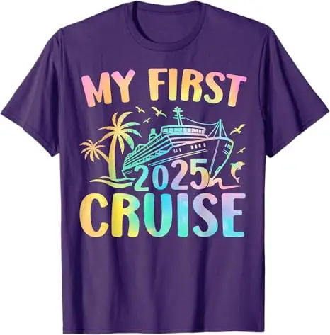 My First Cruise 2025 Cruising Ship Vacation Travel Trip T-Shirt Short Sleeve Blouses Novelty Gifts Boat Trip Graphic Saying Tee