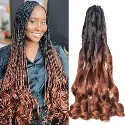 French Curls Crochet Braiding Hair 22Inch Synthetic Loose Wavy Hair Extensions Pre Stretched Bouncy Braids Hair For Black Women