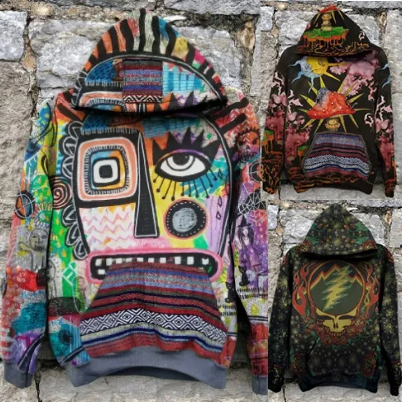 

2025 Fashion Street Trend 3D Printed Sportswear Casual Loose Large Size Polyester Fiber with Hoodie for Men and Women