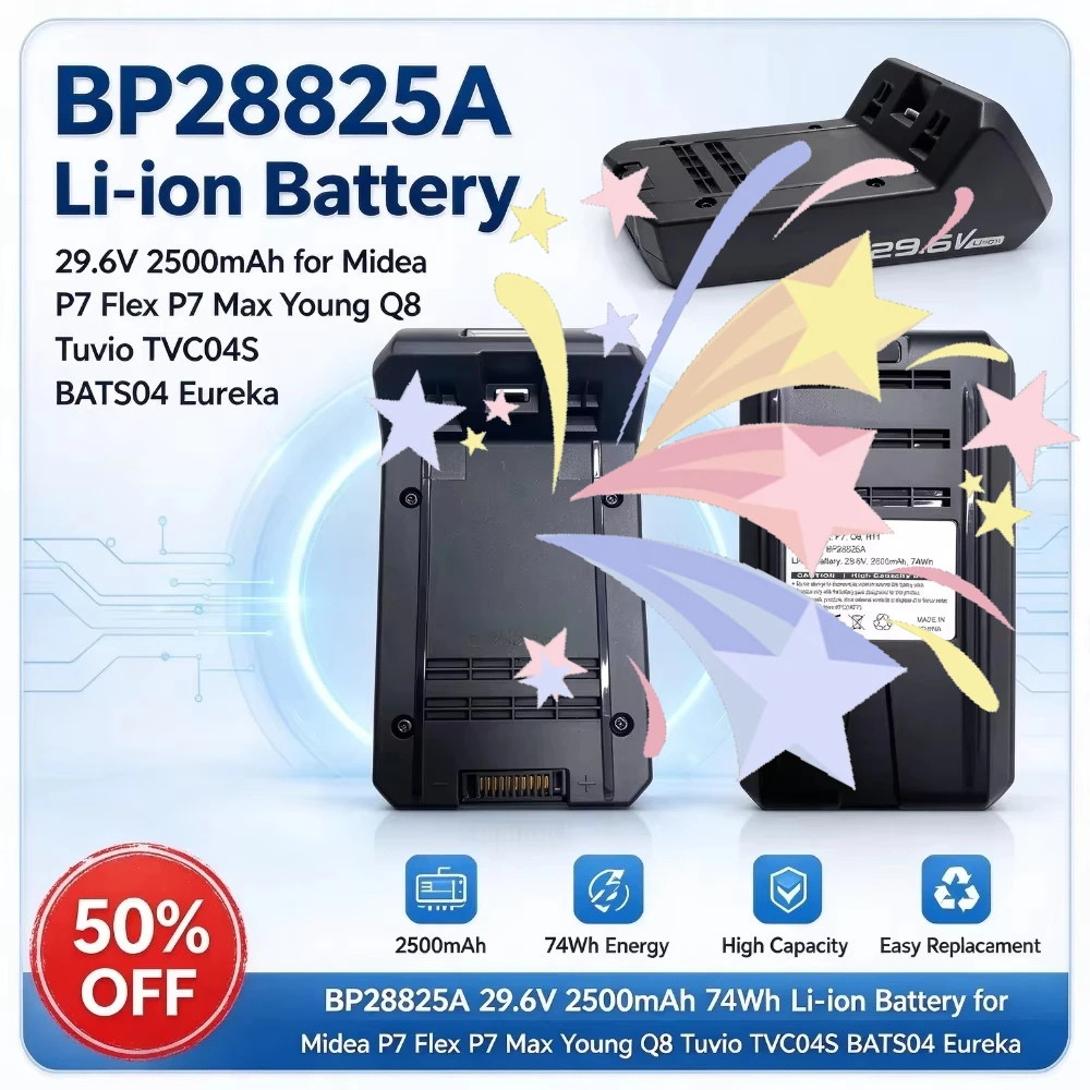 BP28825A 29.6V 2500mAh 74Wh Replacement Li-ion Battery for Midea P7 Flex P7 Max Young Q8 for Tuvio TVC04S BATS04 for Eureka