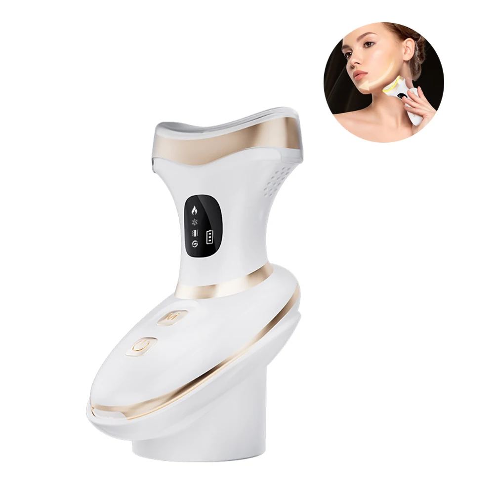 Masseur de cou facial chaud et froid, rajeunissement de la peau, thérapie LED et vibrations EMS, lifting du visage |   Appareil domestique portable